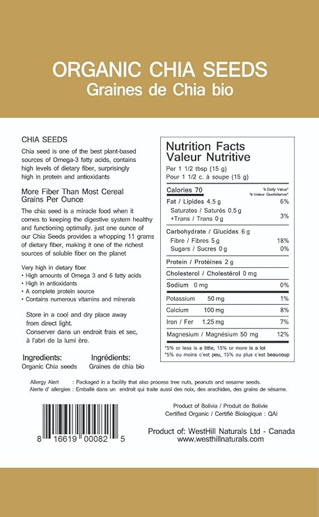 Organic Chia Seeds, 454g